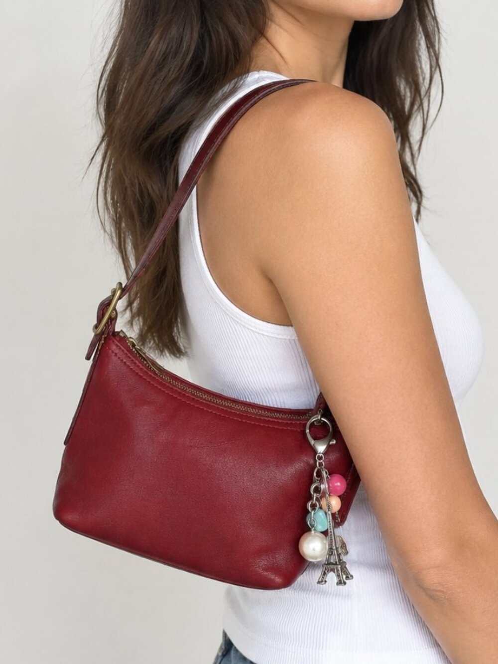 Vintage Coach Red Legacy West Demi 9844 Hobo Baguette Bag